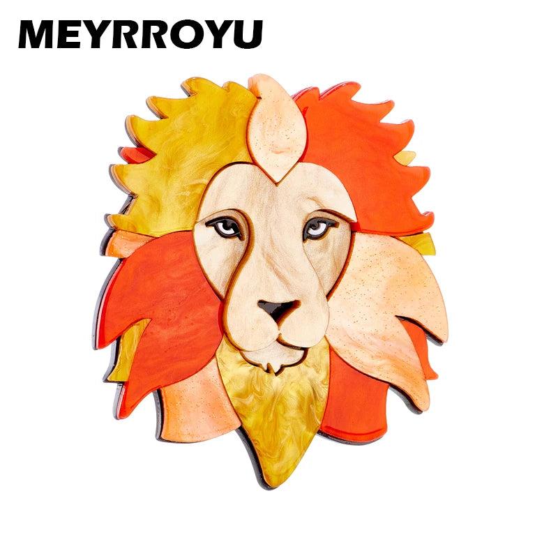 High Lion Head Shape Women Brooch Acrylic Material Animal Women Pins Brooches