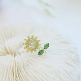 CZ Sun Flower Brooch for Women, Banquet Prom Dress Lapel Pins