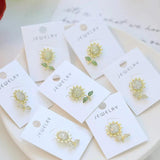 CZ Sun Flower Brooch for Women, Banquet Prom Dress Lapel Pins