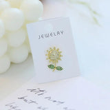 CZ Sun Flower Brooch for Women, Banquet Prom Dress Lapel Pins