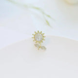 CZ Sun Flower Brooch for Women, Banquet Prom Dress Lapel Pins