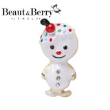 Enamel Snowman Brooch Rhinestone Christmas Year Brooch Pins