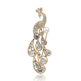 Peacock Pearl Brooch Corsage Women Suit Dress Wear Button Animal Pins Jewelry