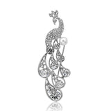 Peacock Pearl Brooch Corsage Women Suit Dress Wear Button Animal Pins Jewelry