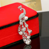 Peacock Pearl Brooch Corsage Women Suit Dress Wear Button Animal Pins Jewelry