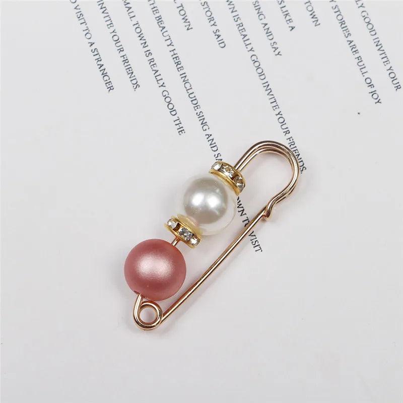 10pcs Double Pearl Pins For Women Female Brooches Clothes Accessories
