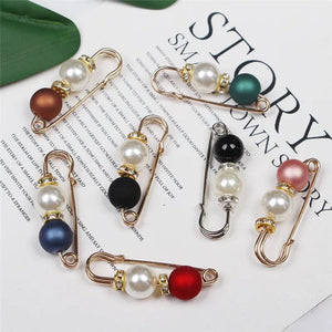 10pcs Double Pearl Pins For Women Female Brooches Clothes Accessories