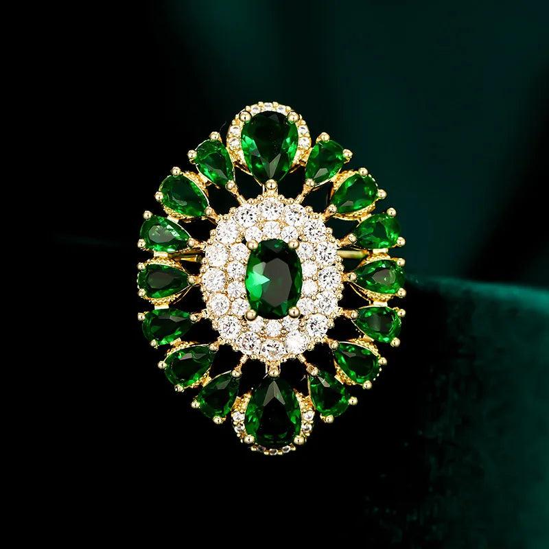 Green Cubic Zirconia Eye Brooch Pins Plated Corsage Accessories