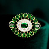 Green Cubic Zirconia Eye Brooch Pins Plated Corsage Accessories