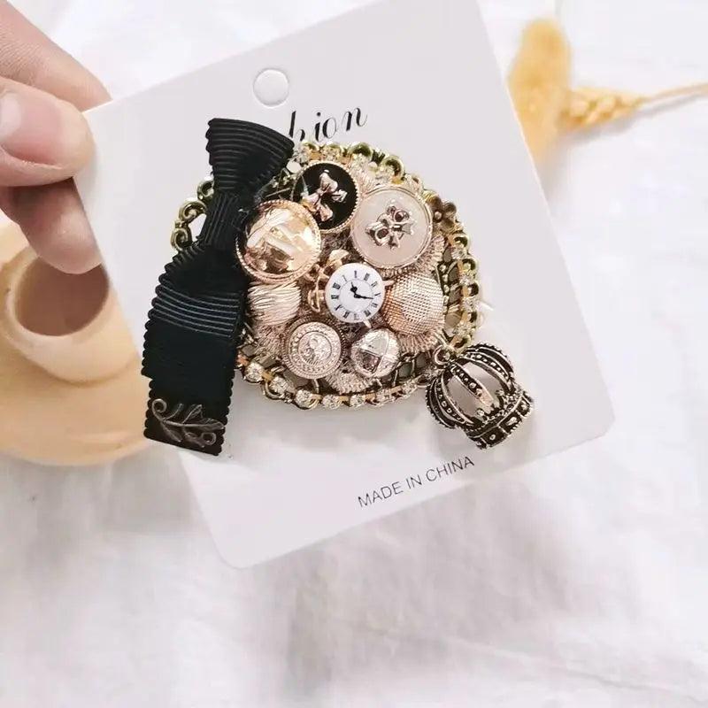 Vintage High-end Tassel Crown Brooch for Women