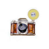 Rhinestone Enamel Camera Metal Brooch Lapel Pin Suit Coat Dress Unisex Gift