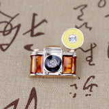 Rhinestone Enamel Camera Metal Brooch Lapel Pin Suit Coat Dress Unisex Gift