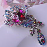 Vintage Rhinestone Flower Brooches For Women Evening Dress Broche Clip