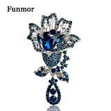 Vintage Rhinestone Flower Brooches For Women Evening Dress Broche Clip