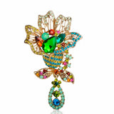 Vintage Rhinestone Flower Brooches For Women Evening Dress Broche Clip