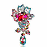 Vintage Rhinestone Flower Brooches For Women Evening Dress Broche Clip