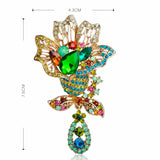 Vintage Rhinestone Flower Brooches For Women Evening Dress Broche Clip