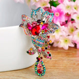 Vintage Rhinestone Flower Brooches For Women Evening Dress Broche Clip