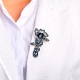 Vintage Rhinestone Flower Brooches For Women Evening Dress Broche Clip