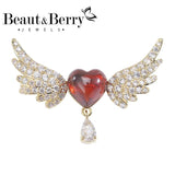 Copper Zircon Love Wings Lady Brooch Wedding Gift Pin