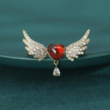 Copper Zircon Love Wings Lady Brooch Wedding Gift Pin