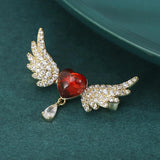Copper Zircon Love Wings Lady Brooch Wedding Gift Pin