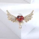 Copper Zircon Love Wings Lady Brooch Wedding Gift Pin