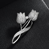 CZ Rose Flower Brooch Pin for Women Shawl Buckle Jewelry