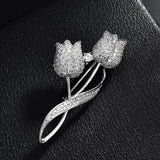 CZ Rose Flower Brooch Pin for Women Shawl Buckle Jewelry