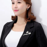 CZ Rose Flower Brooch Pin for Women Shawl Buckle Jewelry