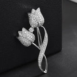 CZ Rose Flower Brooch Pin for Women Shawl Buckle Jewelry