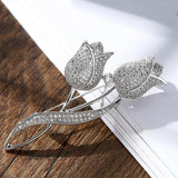 CZ Rose Flower Brooch Pin for Women Shawl Buckle Jewelry