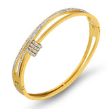 Double Layer Cross CZ Crystal Bracelets Bangles Stainless Steel Cuff Bangle