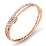 Double Layer Cross CZ Crystal Bracelets Bangles Stainless Steel Cuff Bangle