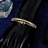 Double Layer Cross CZ Crystal Bracelets Bangles Stainless Steel Cuff Bangle