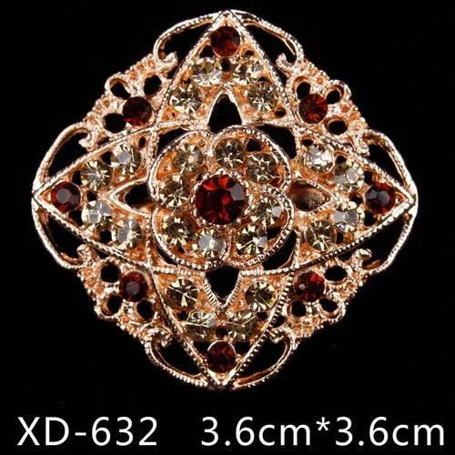 10 Pcs Crystal Flower Brooch Wedding Bouquet Pin Assorted Colors