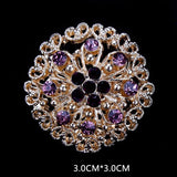 10 Pcs Crystal Flower Brooch Wedding Bouquet Pin Assorted Colors