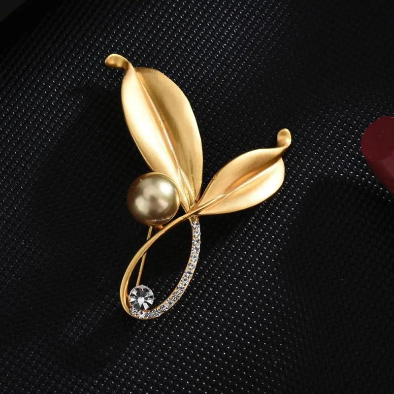 Leaf Zircon Brooch for Women Large Brooch Pin Dress Coat Accessories