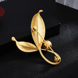 Leaf Zircon Brooch for Women Large Brooch Pin Dress Coat Accessories