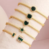 Red/Green/Purple Bangle Bracelets 18K Plated Wedding Jewelry