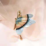 Vintage Zircon Butterfly Brooch Enamel Painted Pin