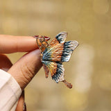 Vintage Zircon Butterfly Brooch Enamel Painted Pin