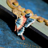 Vintage Zircon Butterfly Brooch Enamel Painted Pin