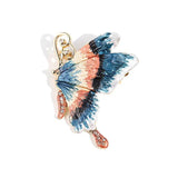 Vintage Zircon Butterfly Brooch Enamel Painted Pin