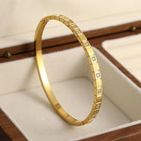 Square Rhinestone Stainless Steel Bangle Bracelet for Women