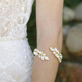 Zircon Leaf Arm Chain Women Jewelry Cuffs Bracelet Gift