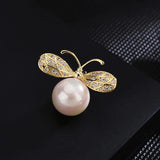 Zircon Pearl Bee Brooch Pin Dress Coat Accessories