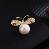 Zircon Pearl Bee Brooch Pin Dress Coat Accessories