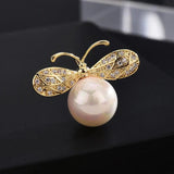 Zircon Pearl Bee Brooch Pin Dress Coat Accessories