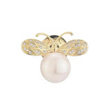 Zircon Pearl Bee Brooch Pin Dress Coat Accessories